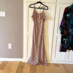 Aaron Ashe Brown/Orange print Maxi with low scooped back - XS